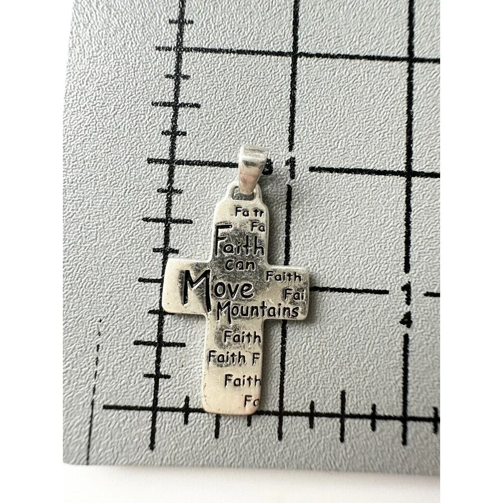 925 Sterling Silver Cross Pendant Faith Can Move Mountains